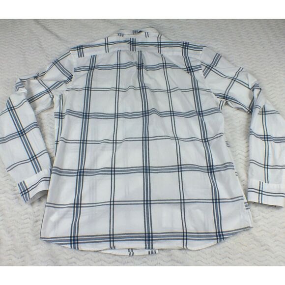 Mens Gap LG Casual Shirt Plaid Blue White Button Up Long Sleeve Slim Fit Cotton - Picture 6 of 6